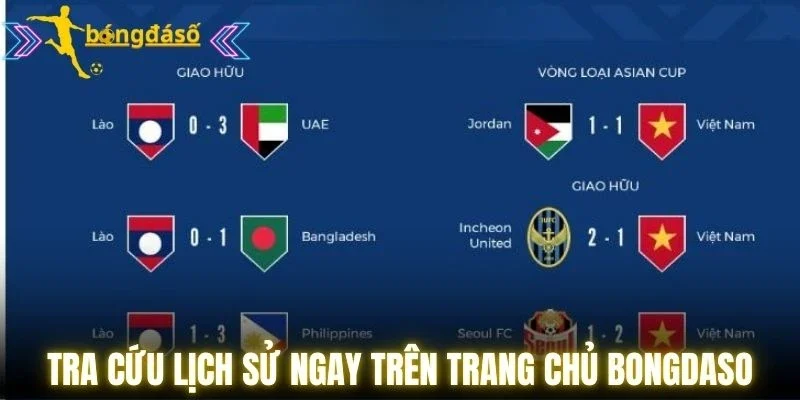 Tra cứu lịch sử ngay trên trang chủ Bongdaso
